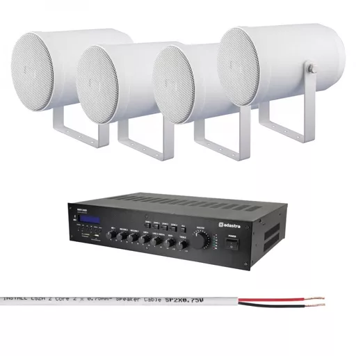 Adastra RM120D with Eagle Outdoor Projector Speakers Background Music System Bundle