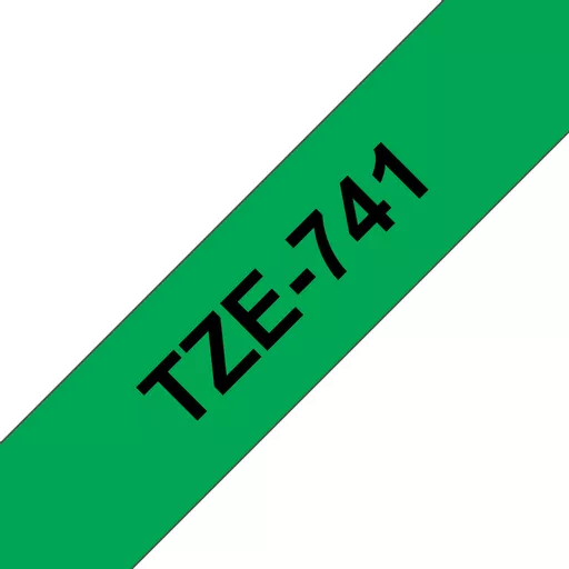 Brother TZE-741 DirectLabel black on green Laminat 18mm x 8m for Brother P-Touch TZ 3.5-18mm/36mm/6-18mm/6-24mm/6-36mm