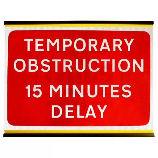 Temporary Obstruction 15 Mins Delay Collapsible Road Sign - 1050 x 750mm