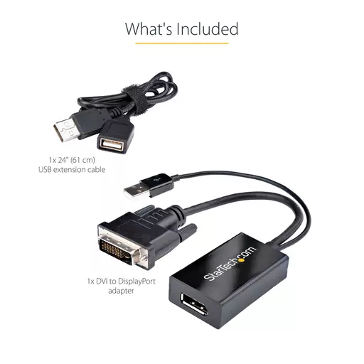 StarTech.com DVI to DisplayPort Adapter - USB Power - 1920 x 1200 - DVI to DisplayPort Converter - Video Adapter - DVI-D to DP