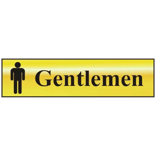 ASEC `Gentlemen` 200mm x 50mm Gold Self Adhesive Sign