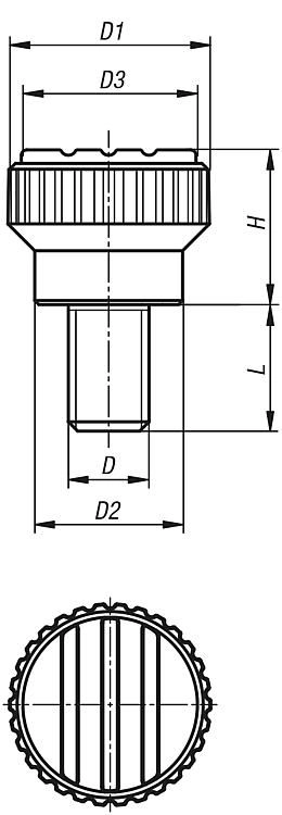 Knurled Knob. M3x15mm Thread. Steel Thread.