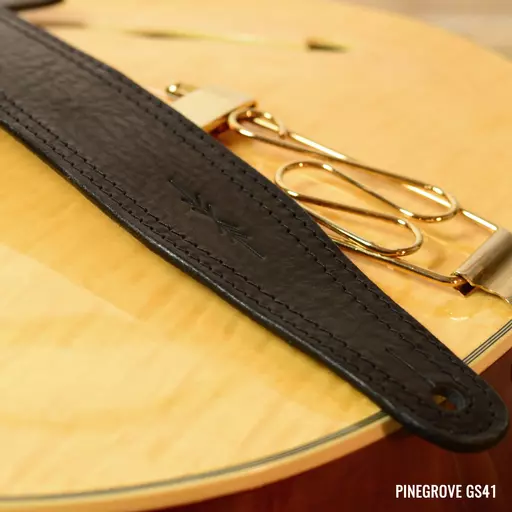 GS41 Standard Leather Guitar Strap - Black