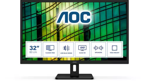 AOC E2 Q32E2N LED display 80 cm (31.5") 2560 x 1440 pixels Quad HD Black