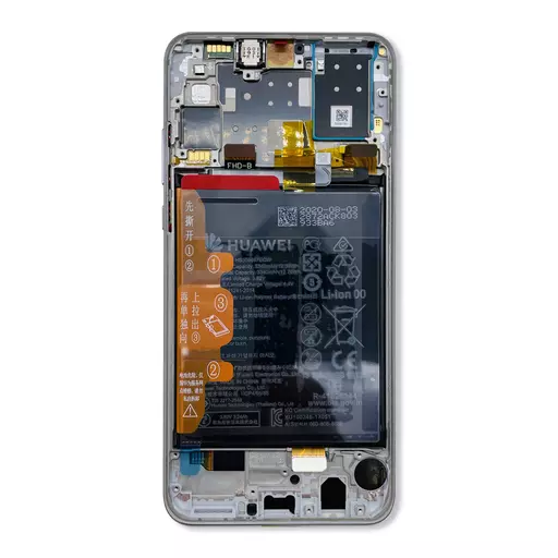 LCD Screen Assembly + Battery (Service Pack) (Pearl White) - Huawei P30 Lite (24 MP Front Camera Version)