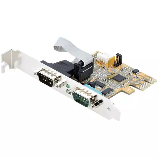 StarTech.com 2-Port PCI Express Serial Card, Dual Port PCIe to RS232 (DB9) Serial Card, 16C1050 UART, Standard or Low Profile Brackets, COM Retention, For Windows & Linux