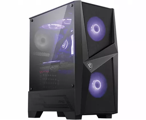 MSI MAG FORGE 100M Mid Tower Gaming Computer Case 'Black, 2x 120mm RGB PWM Fan, 1x 120mm Fan, 1-6 RGB Hub, Tempered Glass Panel, ATX, mATX, mini-ITX'