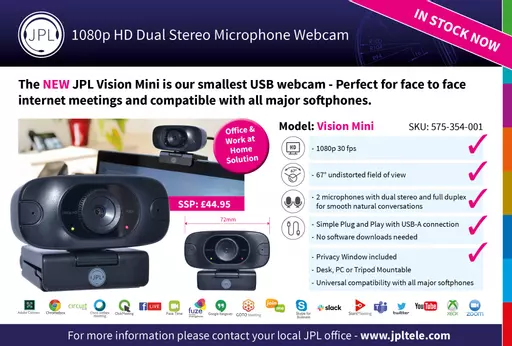 JPL Vision Mini webcam 2 MP 1940 x 1080 pixels USB 2.0 Black