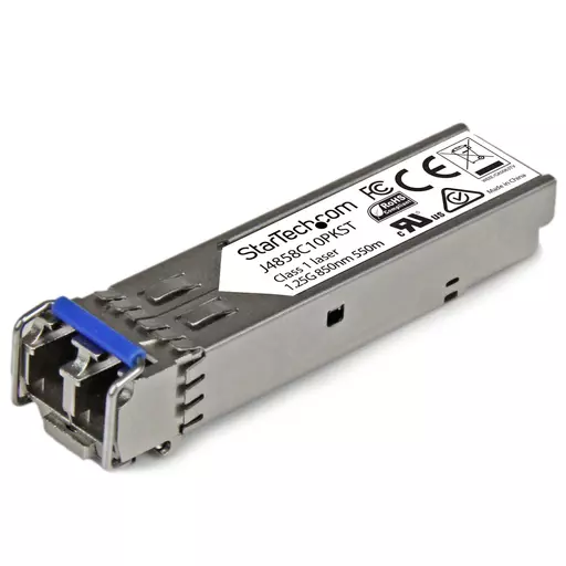 StarTech.com HP J4858C Compatible SFP Transceiver Module - 1000BASE-SX- 10 Pack~10 pack HPE J4858C Compatible SFP Module - 1000BASE-SX - 1GbE Multi Mode Fiber Optic Transceiver - 1GE Gigabit Ethernet SFP - LC 550m - 850nm - DDM HPE 1400, 1700, 1820