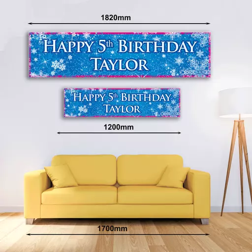 Personalised Banner - Frozen Snowflakes