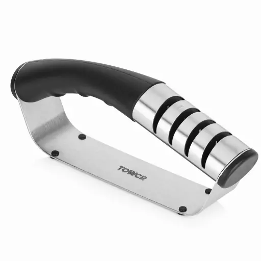 4-Stage Knife Sharpener Black and S/S