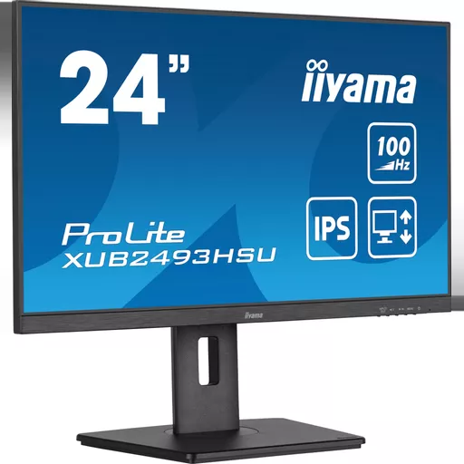 iiyama 24” IPS technology panel with USB hub and 100Hz refresh rate and 150mm height adjustable stand