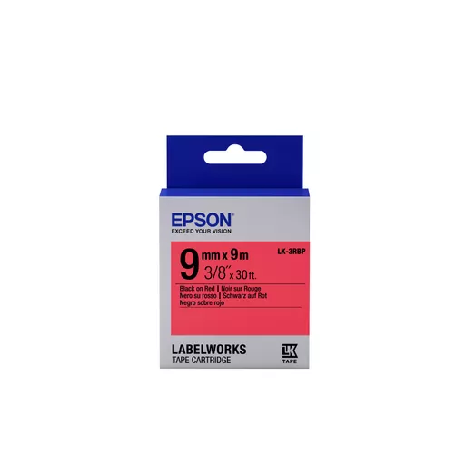 Epson C53S653001/LK-3RBP DirectLabel-etikettes black on red 9mm x 9m for Epson LabelWorks 4-18mm/36mm/6-12mm/6-18mm/6-24mm