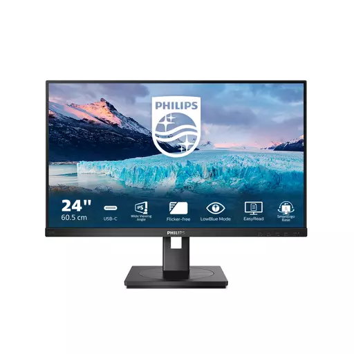 Philips S Line 243S1/00 computer monitor 60.5 cm (23.8") 1920 x 1080 pixels Full HD LCD Black