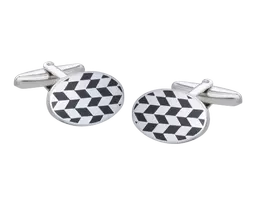 Oval Abstract Chequerboard Cufflinks