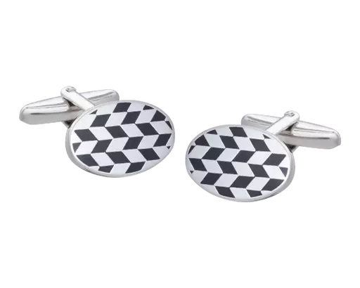 Oval Abstract Chequerboard Cufflinks