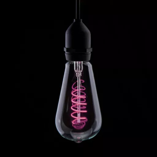 Prolite 4W LED ST64 Spiral Filament Lamp ES Pink