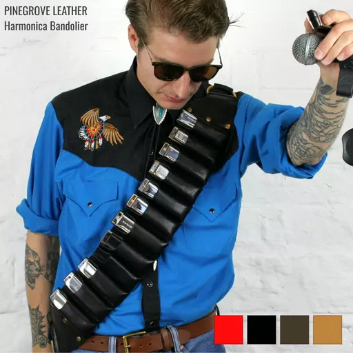 Leather Harmonica Bandolier