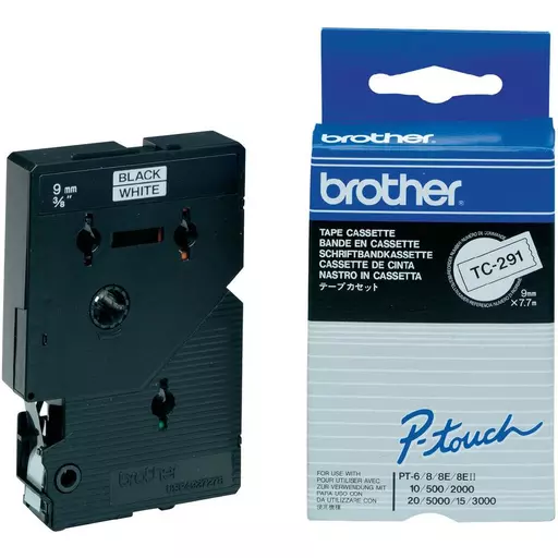 Brother TC-291 DirectLabel black on white 9mm x 7,7m for Brother P-Touch TC 9-12mm