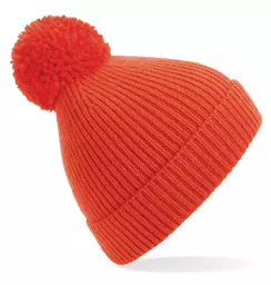 Engineered Knit Ribbed Pom Pom Beanie