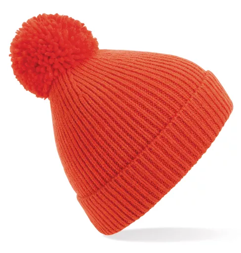 Engineered Knit Ribbed Pom Pom Beanie