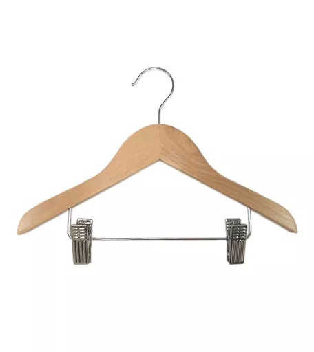Light Wood Wooden Kids Hanger with Pegs - 300mm - Box of 50