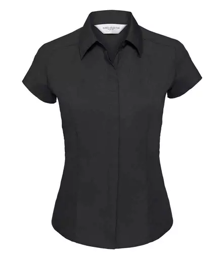 Russell Collection Ladies Cap Sleeve Fitted Poplin Shirt