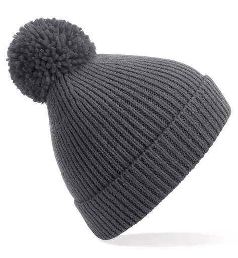 Engineered Knit Ribbed Pom Pom Beanie