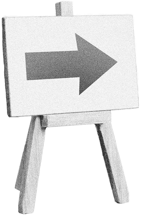 Wooden board holding a arrow sign pointing right