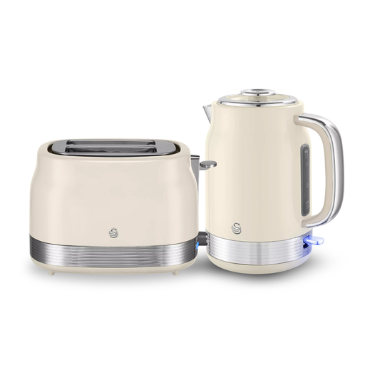 Swan Chantilly Cream Retro 1.7L Jug Kettle & 2 Slice Toaster Bundle