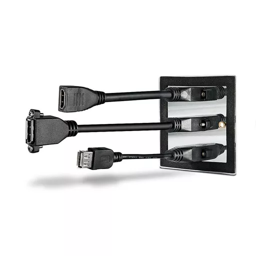 Lindy Single Gang HDMI, DP and USB Wall Plate, Metal