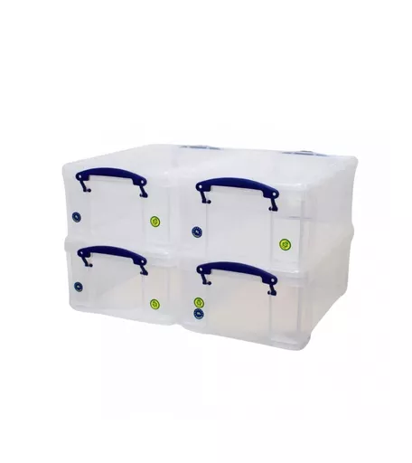 Pack of 4 - 9L Storage Box With Secure Lid