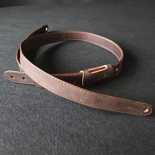 GS55 Brown Slim Guitar Strap - second