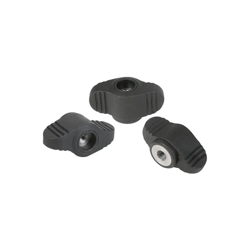 K0658 - Mini Wing Knobs In Plastic Bush in Steel & Stainless Steel Through Hole Size M5-M6