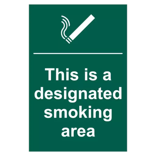 ASEC `This Is A Designated Smoking Area` 200mm x 300mm PVC Self Adhesive Sign
