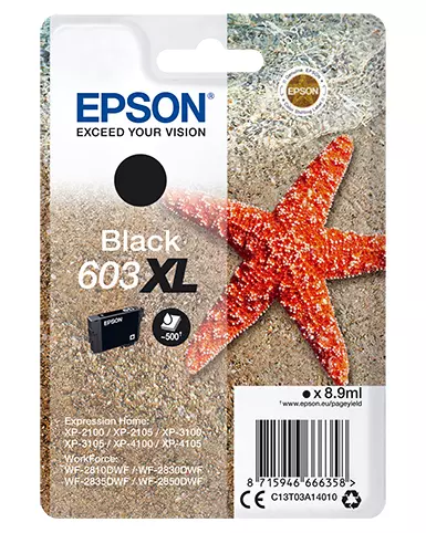 Epson C13T03A14020/603XL Ink cartridge black high-capacity Blister Acustic Magnetic, 500 pages 8,9ml for Epson XP 2100