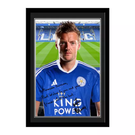 Leicester City FC Vardy Autograph Photo Framed