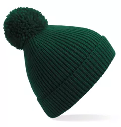 Engineered Knit Ribbed Pom Pom Beanie
