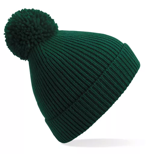 Engineered Knit Ribbed Pom Pom Beanie
