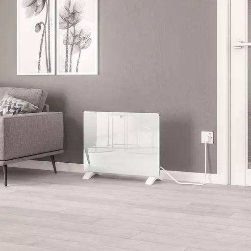 Cortona 555 x 650 Glass Fronted Electric Radiator 1500W White