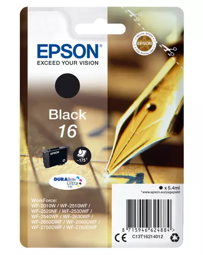 Epson C13T16214012/16 Ink cartridge black, 175 pages 5,4ml for Epson WF 2010/2660/2750