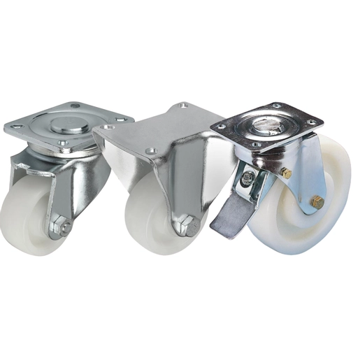 K1772 - Heavy Duty Steel Plate Swivel & Fixed Castors With Polyamide Wheels Plain & Ball Bearings