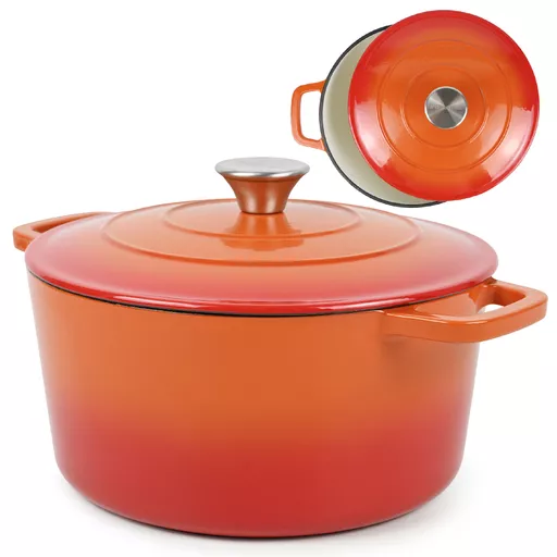 26cm Cast Irn Casserole Orange