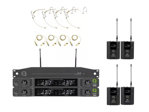 Q-Audio QWM1970 4-Way Bodypack Wireless System with ADU
