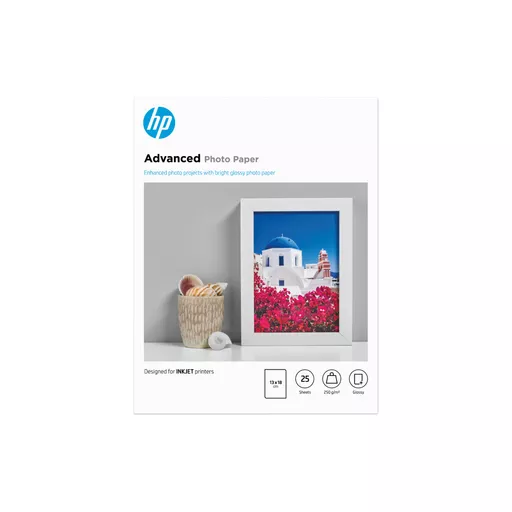 HP Advanced Photo Paper, Glossy, 250 g/m2, 13 x 18 cm (127 x 178 mm), 25 sheets
