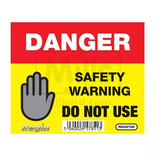 Regin Danger Do Not Use Sticker / Tag Pack of 8