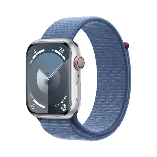 Apple Watch Series 9 GPS + Cellular 45mm Silver Aluminium Case w/ Winter Blue Sport Loop