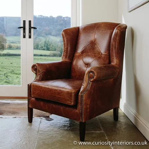 Julius Leather Wing Armchair