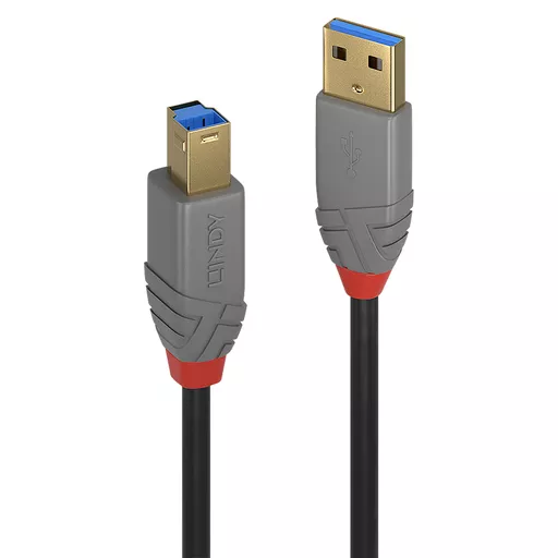 Lindy 1m USB 3.2 Type A to B Cable, 5Gbps, Anthra Line