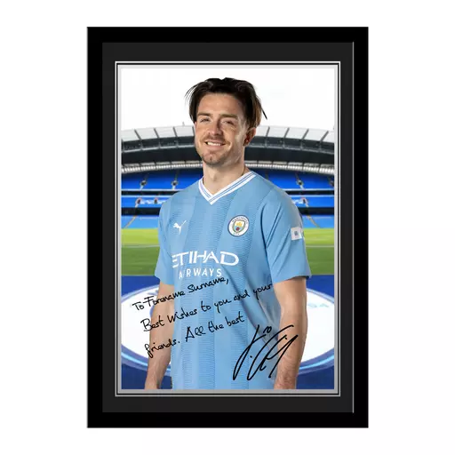 Manchester City FC Grealish Autograph Photo Framed